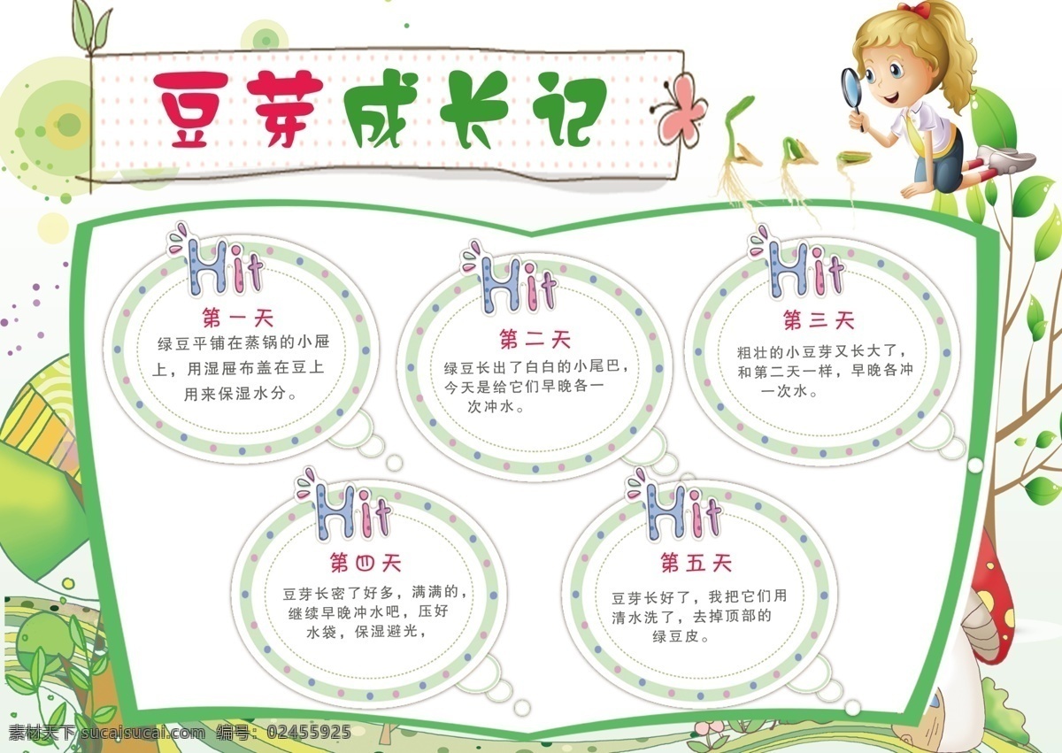 豆芽 成长 记 小报 学生 小学 学校 校园 小学生 幼儿 孩子 高中 初中 成长册 海报 电子小报 电子海报 成长档案 卡通 植物 观察 豆芽成长