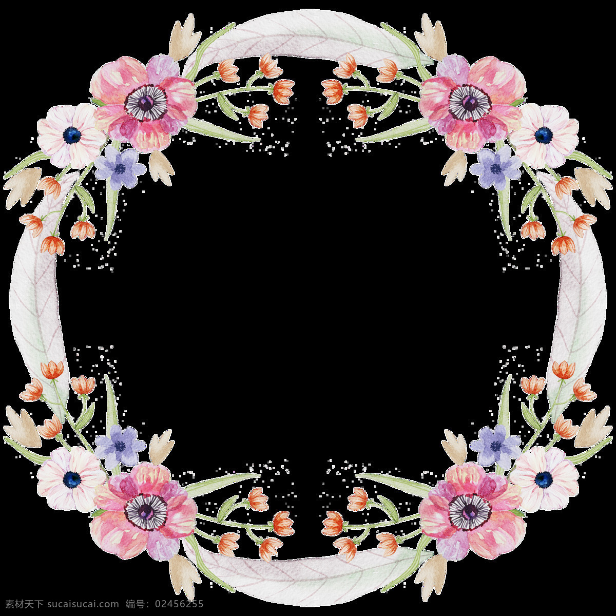 雪白 花环 装饰 花朵 粉色 透明素材 免扣素材 装饰图案