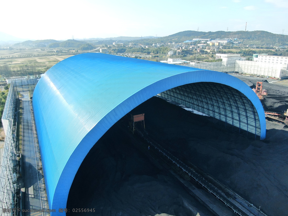 电厂干煤棚 钢结构 弧形建筑 钢结构建筑 厂房 建筑园林 建筑摄影