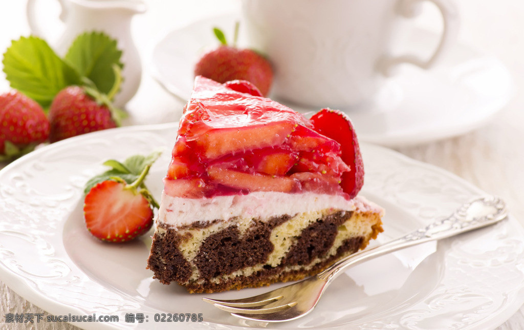 草莓 酱 蛋糕 叉子 高清素材 果酱 红色 水果 咖色 风景 生活 旅游餐饮