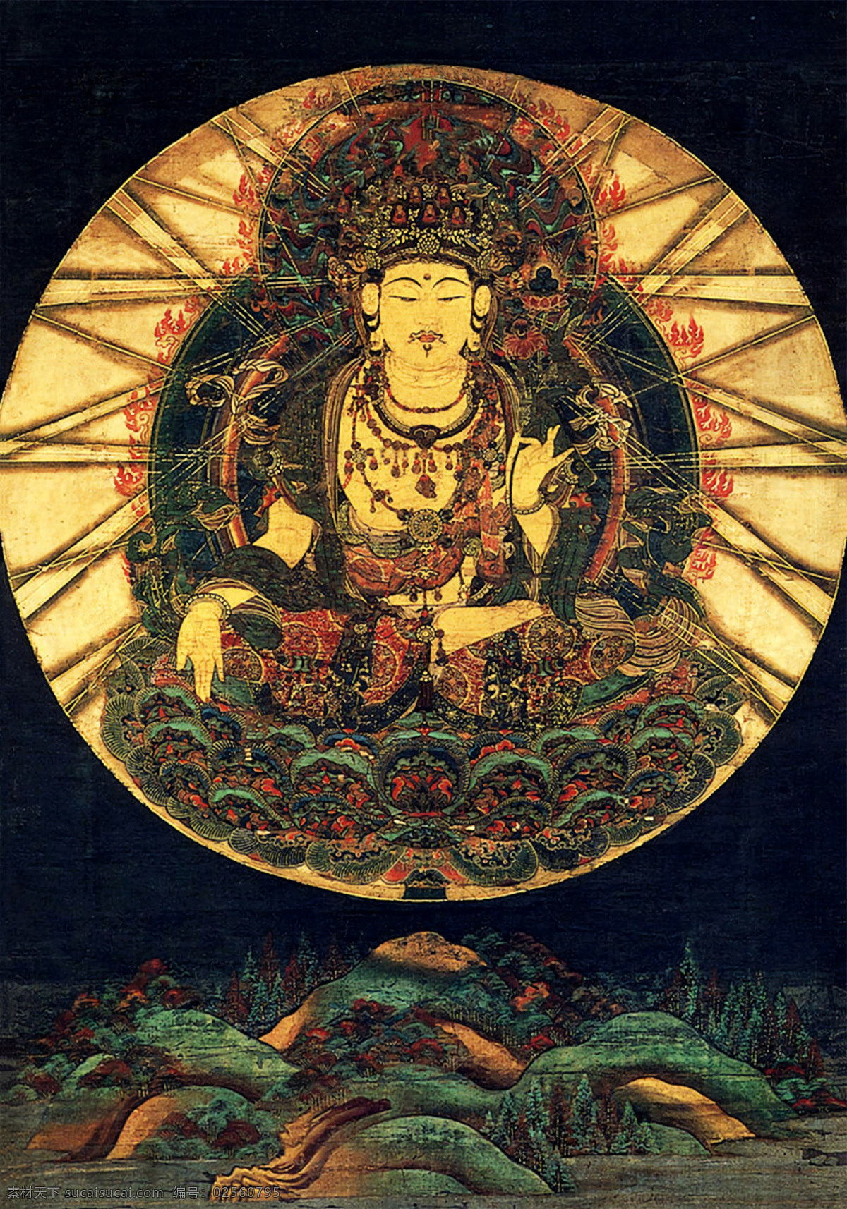 虚空藏菩萨 佛像绘画 彩绘 高清 古风 文化艺术 宗教信仰