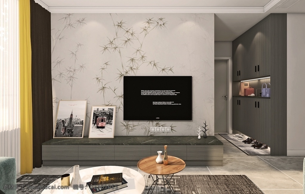 电视柜 轻奢 极简 现代 简约 全屋定制 室内设计 环境设计 家居设计