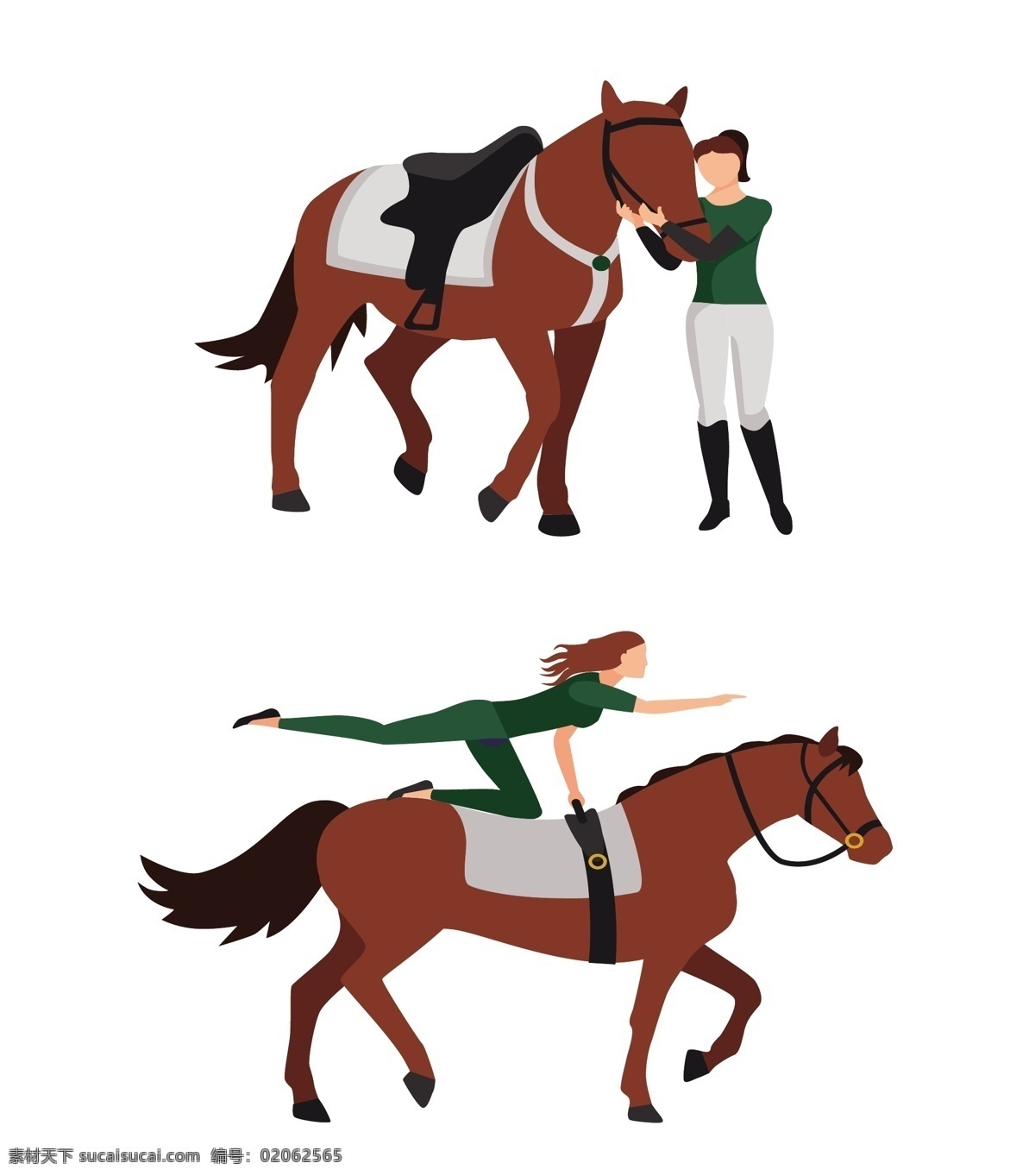 马上 表演 矢量 元素 骑马 奔跑 矢量素材 卡通 设计素材 牵马 水彩 手绘