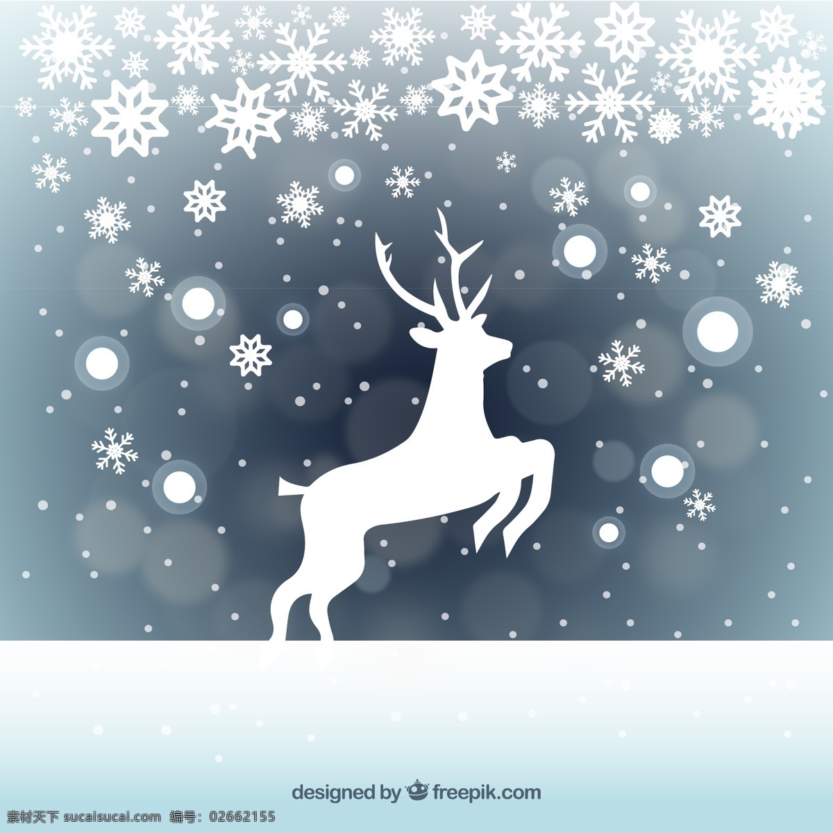 冬季 雪 中 驯鹿 剪影 雪中 圣诞节 动物 生物世界 野生动物