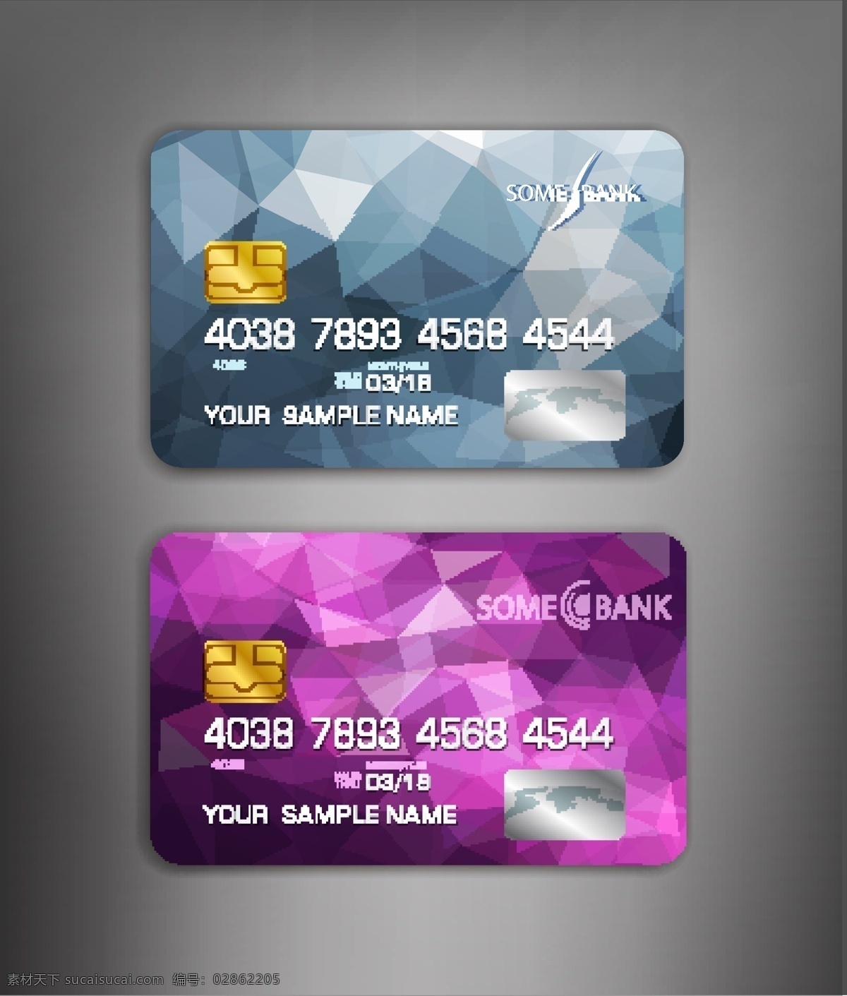 银行卡设计图 矢量图 彩色 灰色