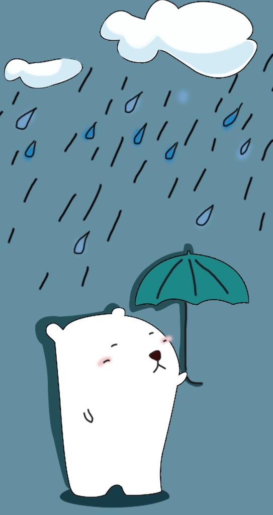 手机壁纸 壁纸 卡通 下雨 可爱熊 分层