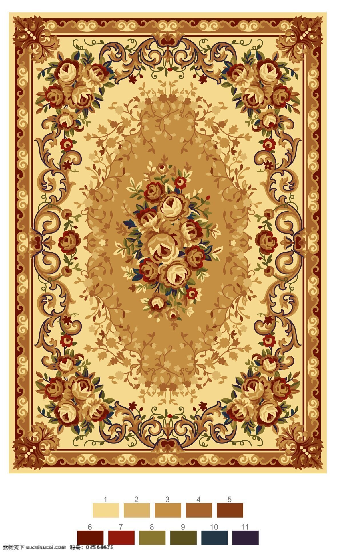 欧式花样地毯 地毯 图案 边花