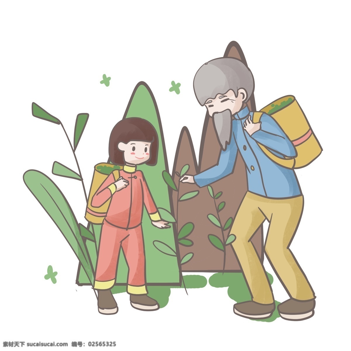 养生保健采药人物插画素材图片下载-素材编号02565325-素材天下图库