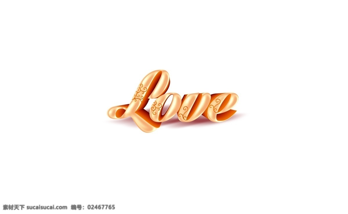 金色 立体 love 艺术 字 花纹 爱 艺术字