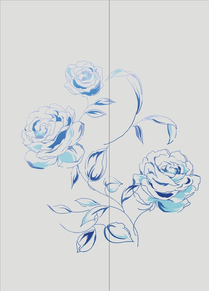 蓝玫瑰花 花 蓝花 玫瑰 移门 玻璃门 移门图案