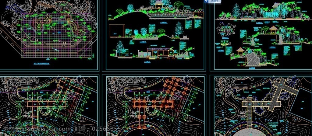 工业区 入口 广场 廊 亭 施工图 cad dwg 图纸 廊架 长廊 凉亭 重檐 仿古 古典 八角亭 亭廊cad图 园林设计 环境设计 源文件