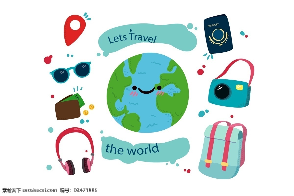 款 可爱 环球 旅行 元素 矢量图 8款 国内广告设计