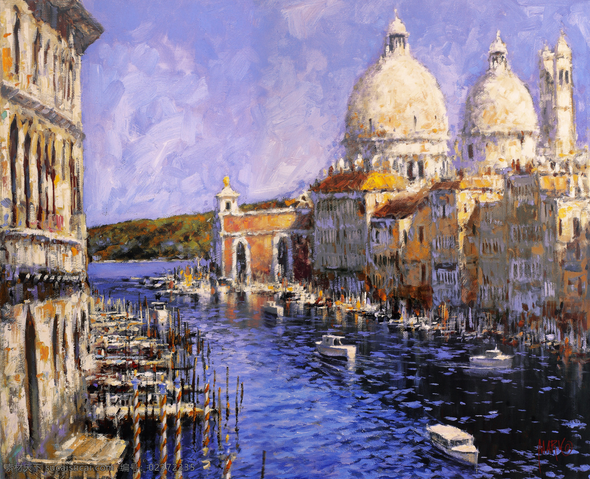 油画 风景 威尼斯 河道城市 喷绘 装饰画 文化艺术 绘画书法