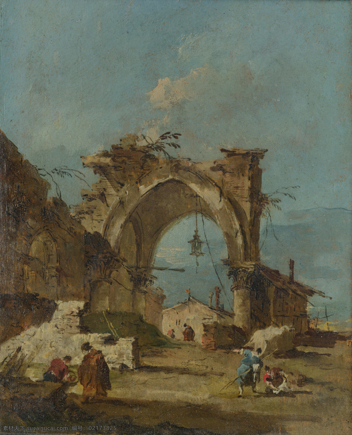 arch 大师 画家 古典 画 建筑 景物 装饰画 油画 ruined with caprice a guardi francesco 人物 高清 西方 国外 现代 家居装饰素材