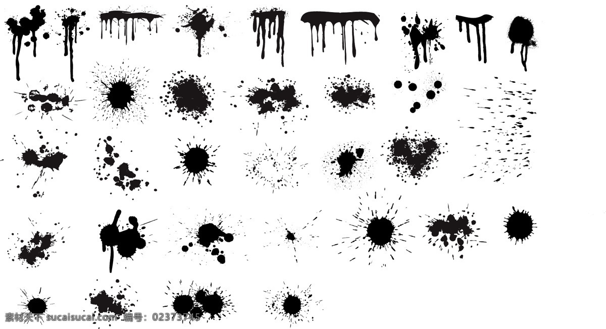黑色 白色 元素 矢量 系列 喷墨 材料 扩散 墨 墨点 矢量图