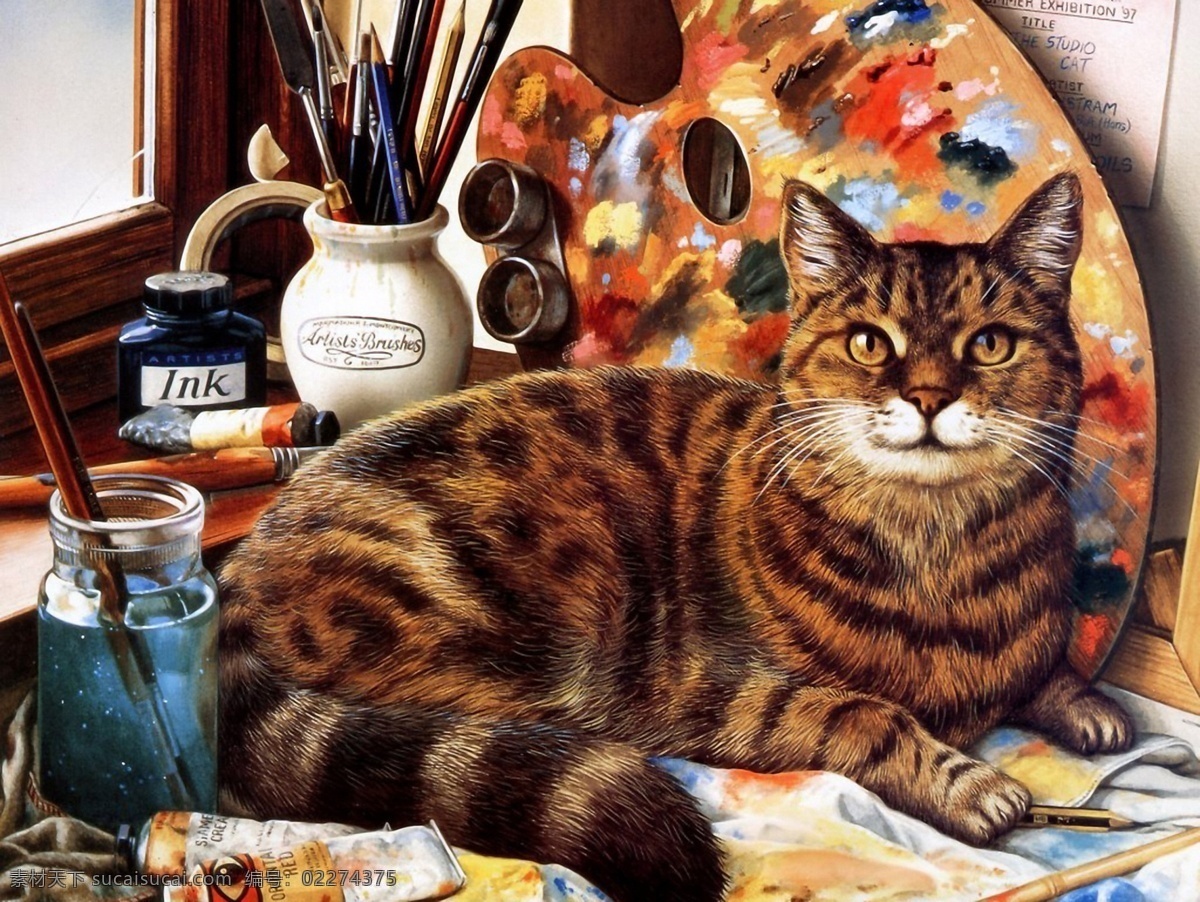 猫咪 宠物 手绘画02猫 手绘画 设计素材 家禽家畜 动物插图 书画美术 黑色