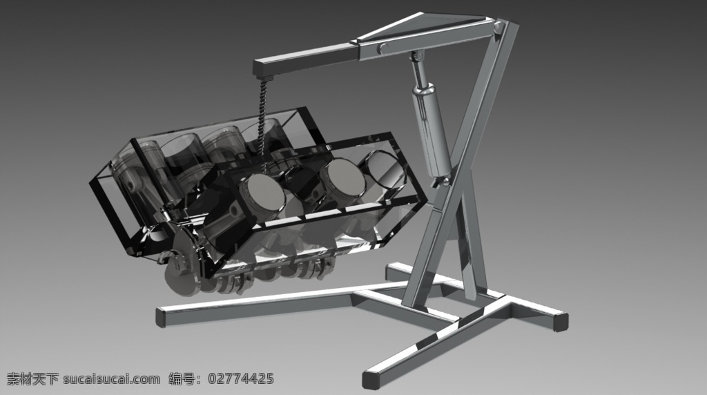 发动机 起重机 电力 引擎 v8引擎 3d模型素材 其他3d模型