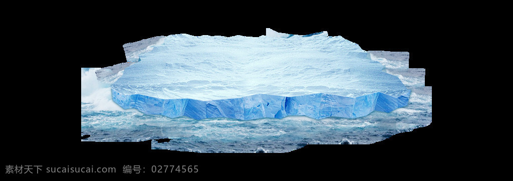 手绘 冰块 漂浮 元素 冰冷 清凉 大海 免抠