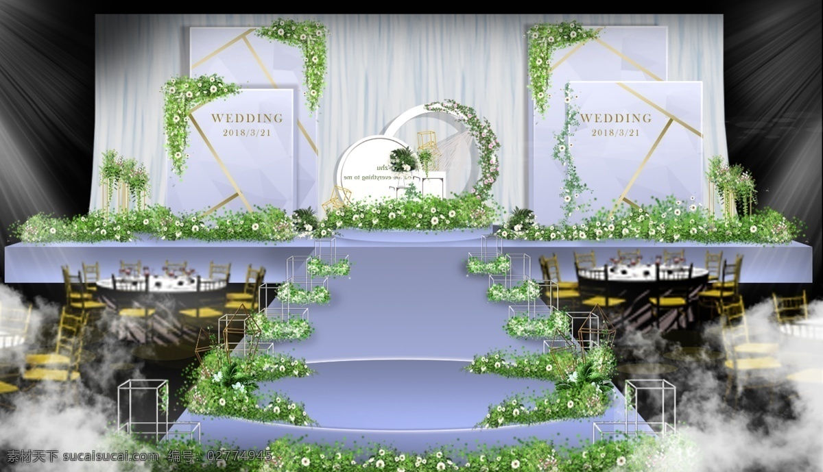 质感 白 绿 系 婚礼 绿白婚礼 森系婚礼 婚礼效果图 唯美 北欧