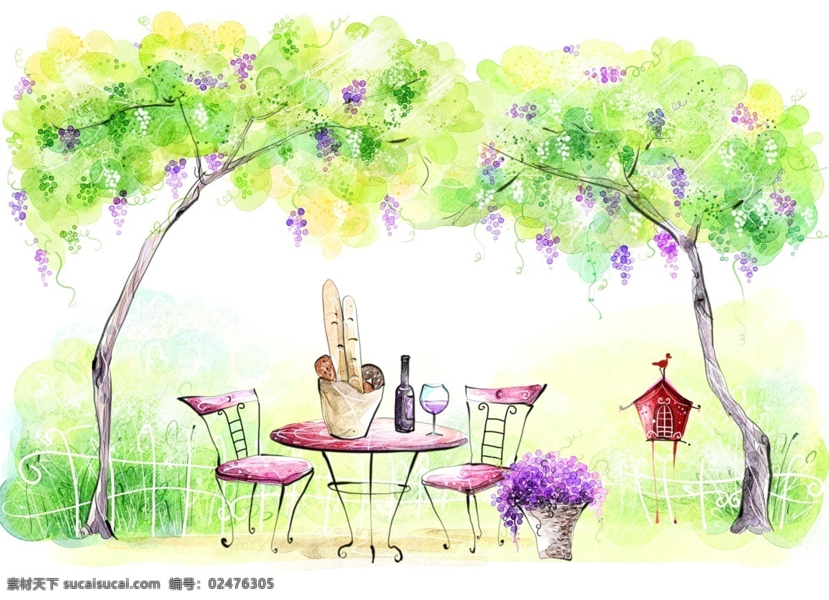 漫画风景 自然风光 分层素材 psd41 设计素材 自然风情 分层插画 psd源文件 白色