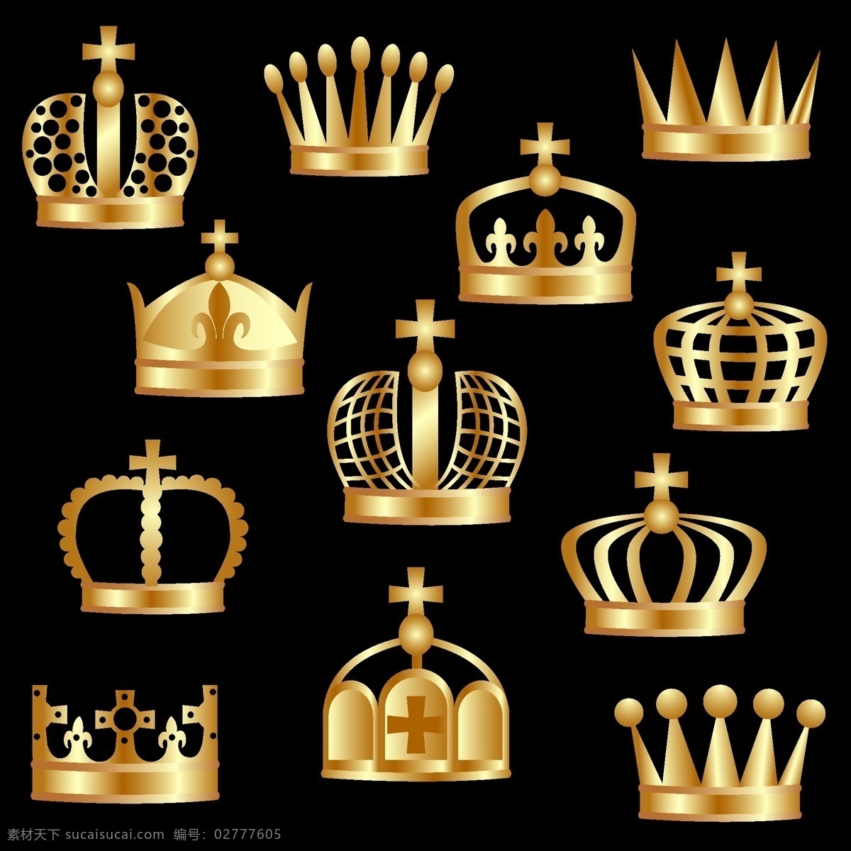 二 十 种 古典 皇冠 盾牌矢量素材 矢量图 其他矢量图