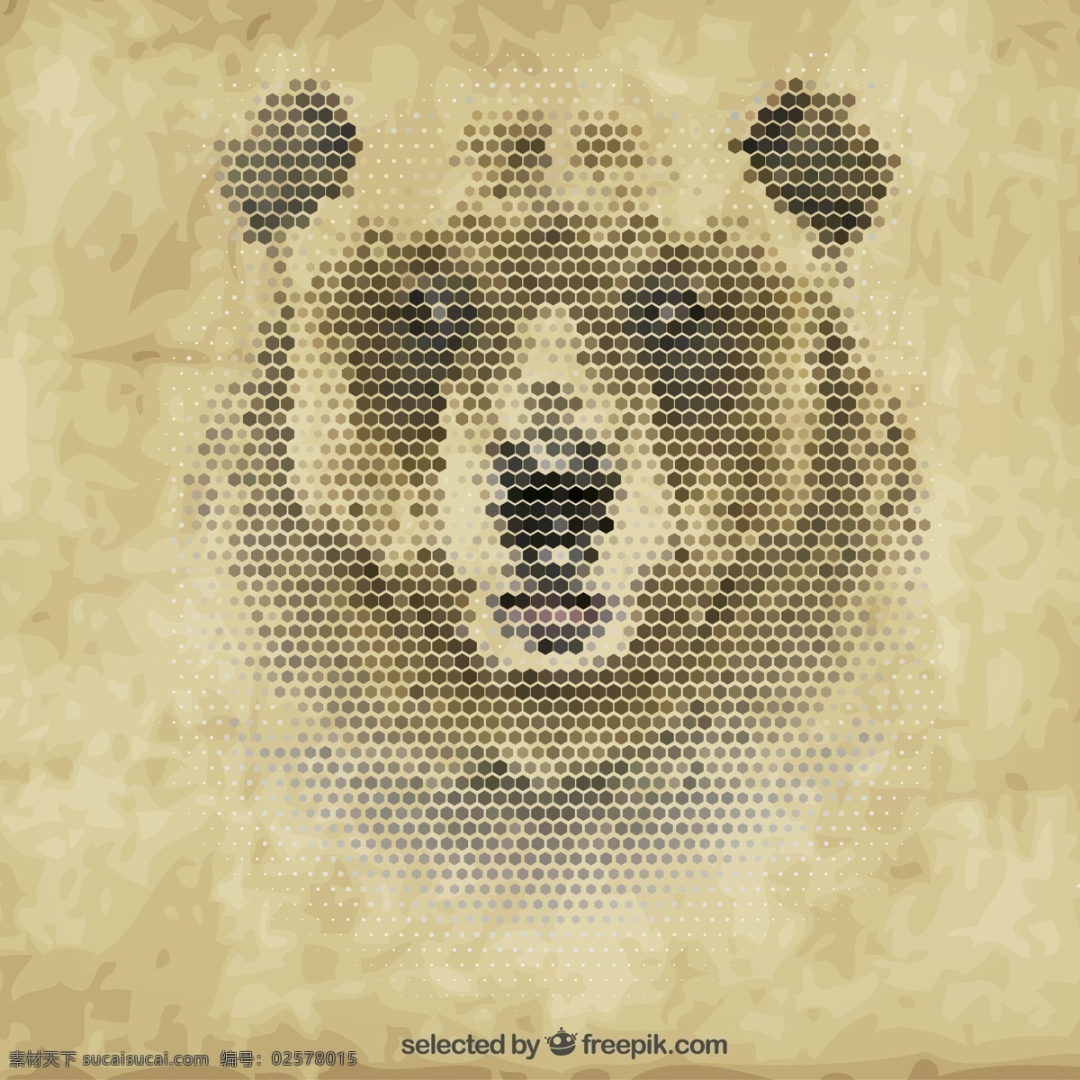 棕熊 像素 头像 六边形 动物 蜂窝形 矢量图 矢量 高清图片