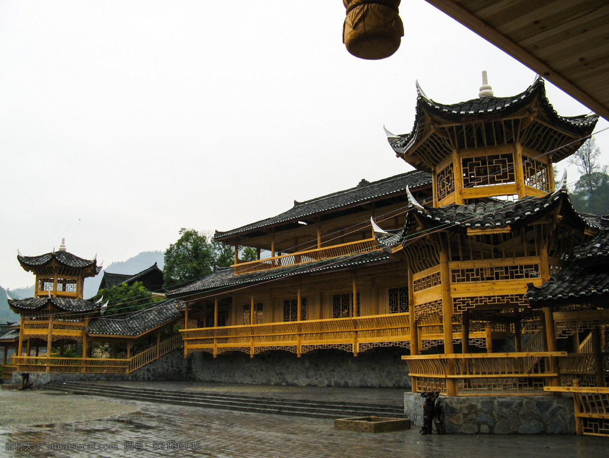 西江千户苗寨 建筑 古典建筑 木头 风雨桥 木色 雨季 旅游摄影 国内旅游