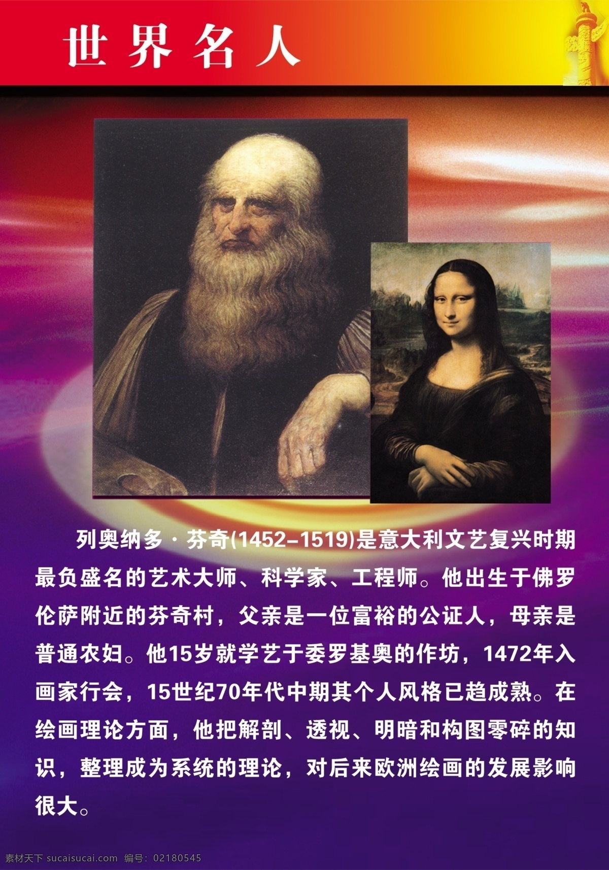 列奥 纳多 芬奇 名人名言 学校 校园文化 名人海报 人生哲理