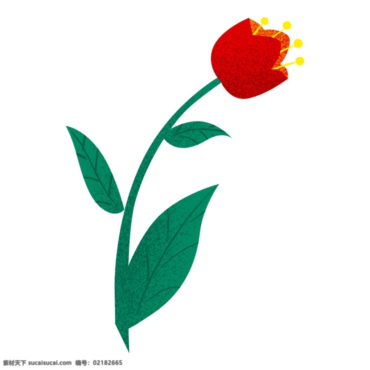 绿色植物 红色 花朵 卡通 卡通插画 卡通植物 绿色生态 绿色花朵 生态园 生态 红色花朵