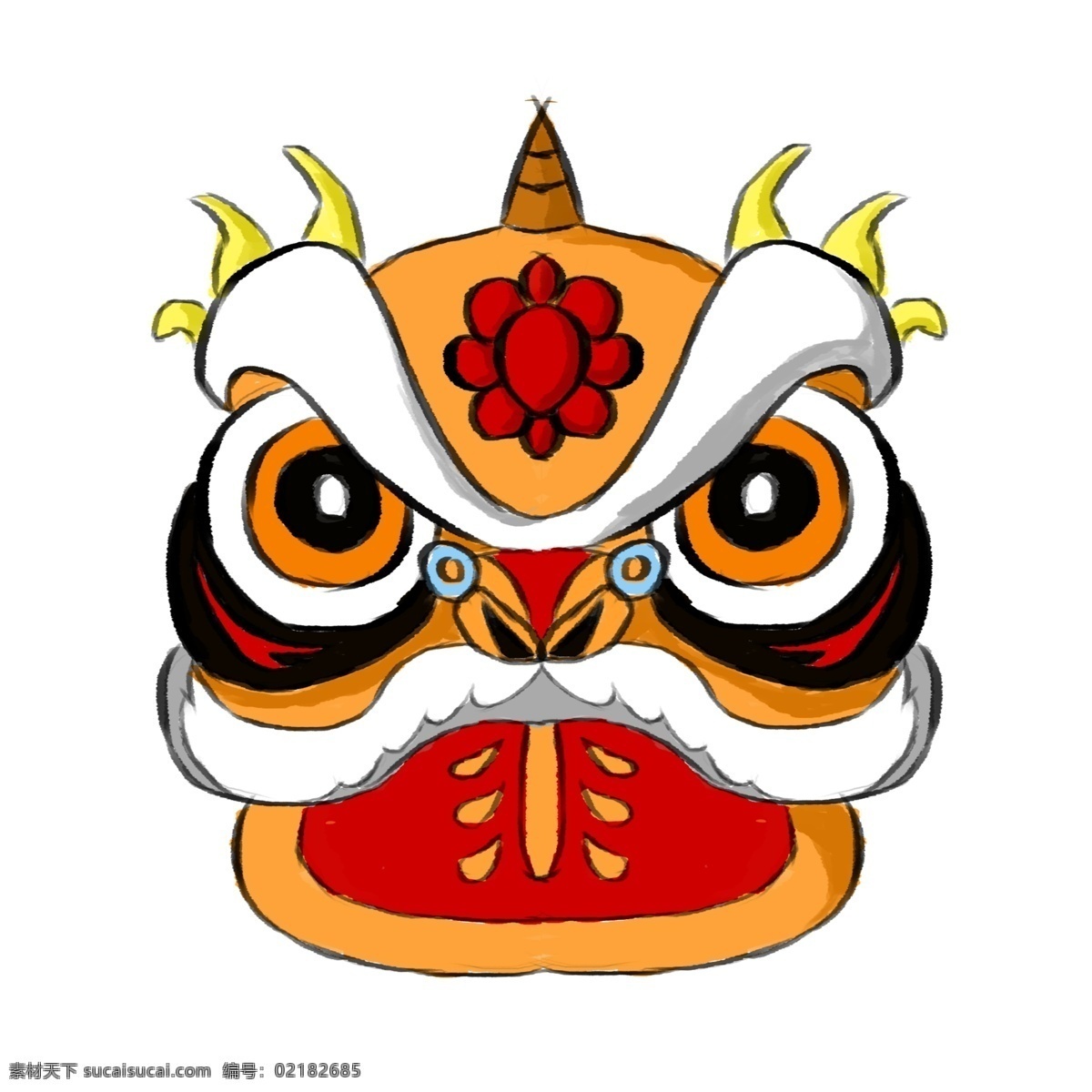 手绘 民族 风 龙头 插画 卡通龙头插画 民族风龙头 黄色花纹龙头 龙头装饰 中国风龙头 龙头插画