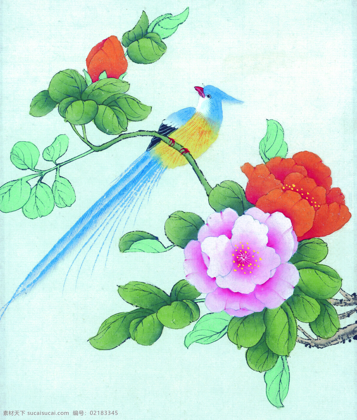 中国 风 花 牡丹 芍药 桃花 喜鹊 小鸟 中国风 中华艺术绘画 文化艺术