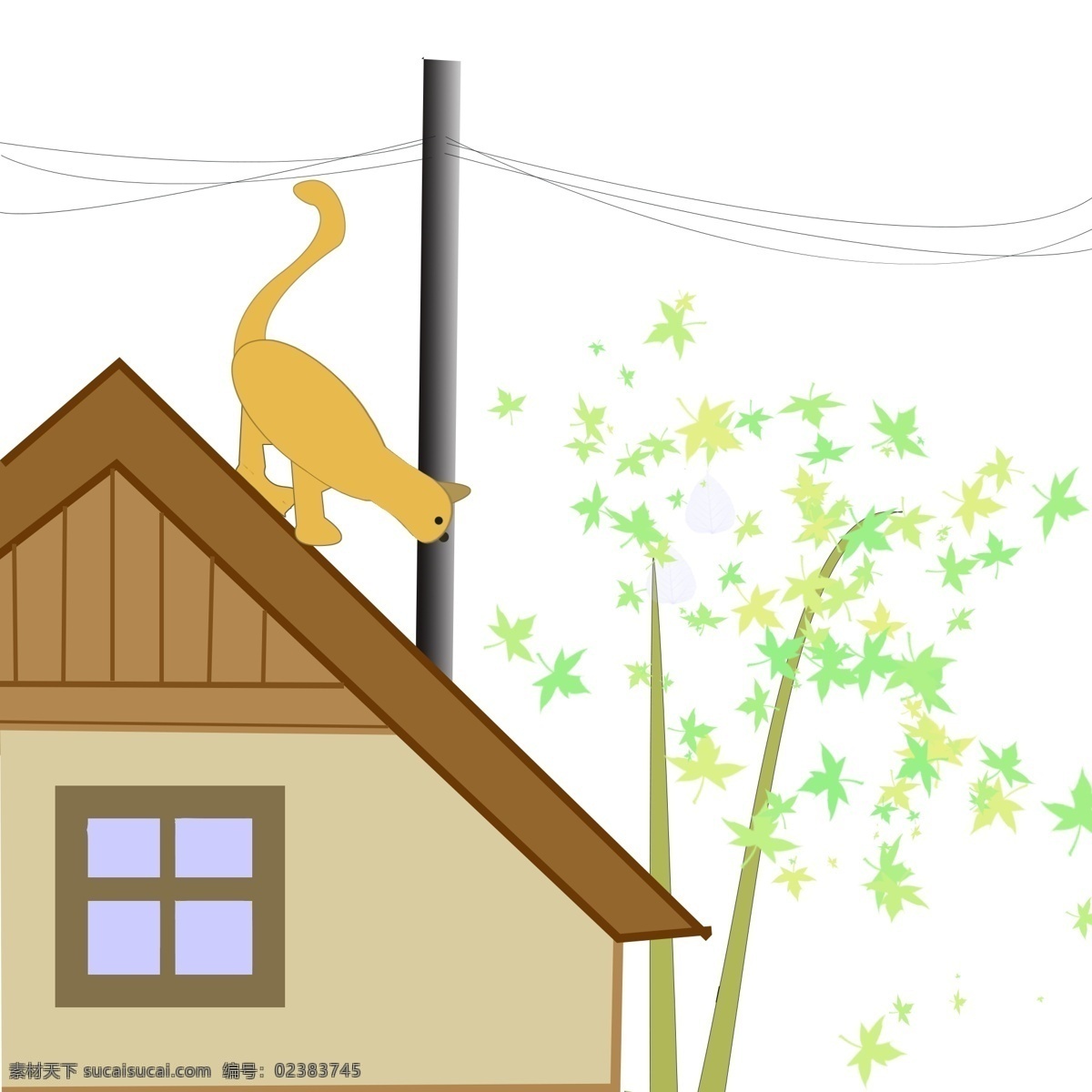 猫咪 房子 创意 卡通 手绘 猫咪和房子 手绘房子和猫 手绘画 小猫 装饰