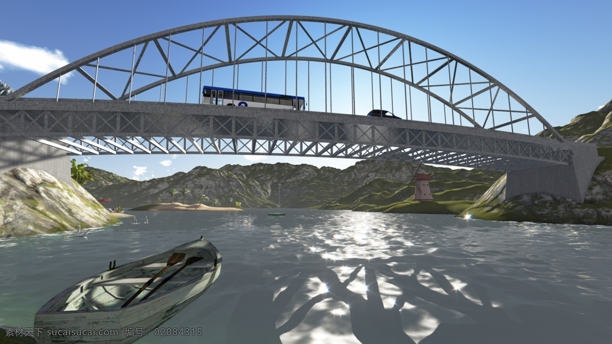 悬索桥 建筑 教育 3d模型素材 建筑模型