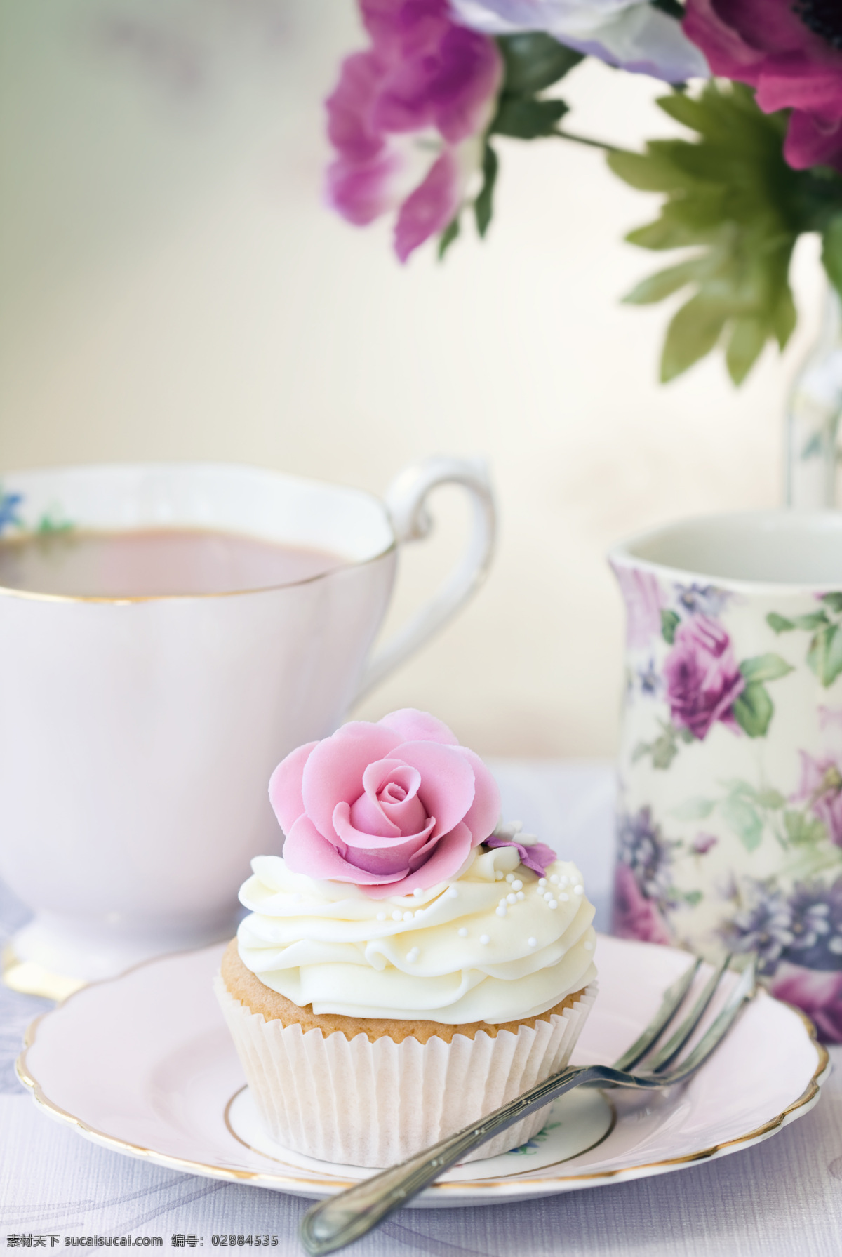 温馨 下午 茶 甜点 下午茶 咖啡 蛋糕 花朵 甜品 餐饮美食 饮料酒水