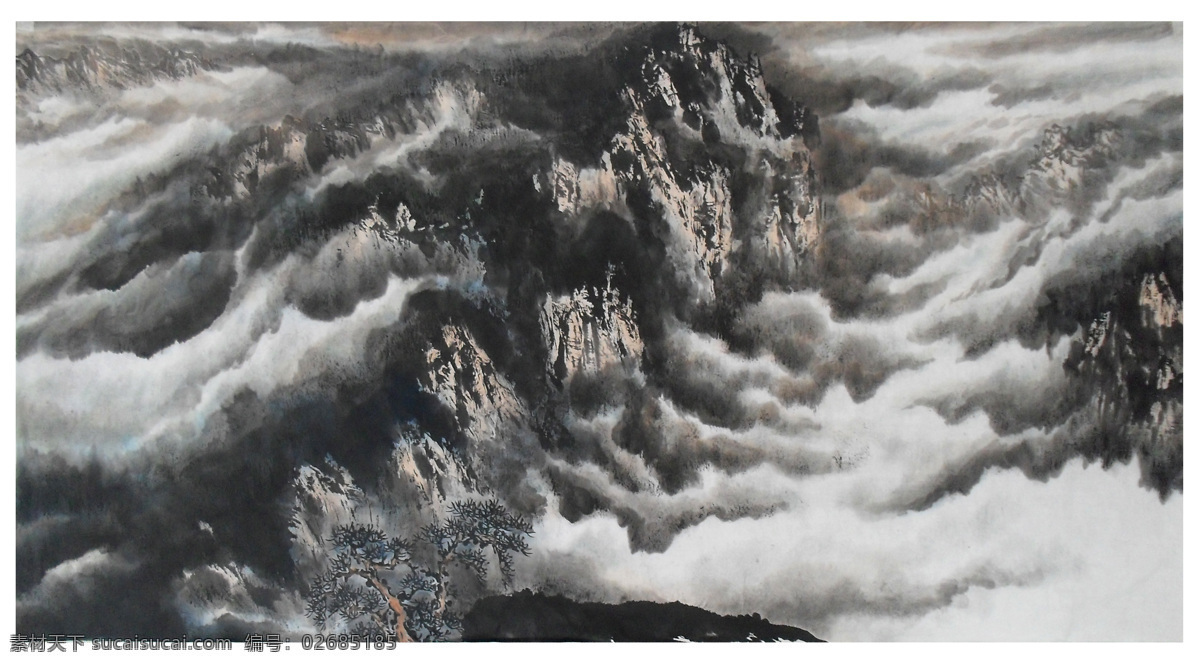 云山 竹海 国画 绘画书法 水墨 文化艺术 写意山水 云山竹海 蜀南竹海
