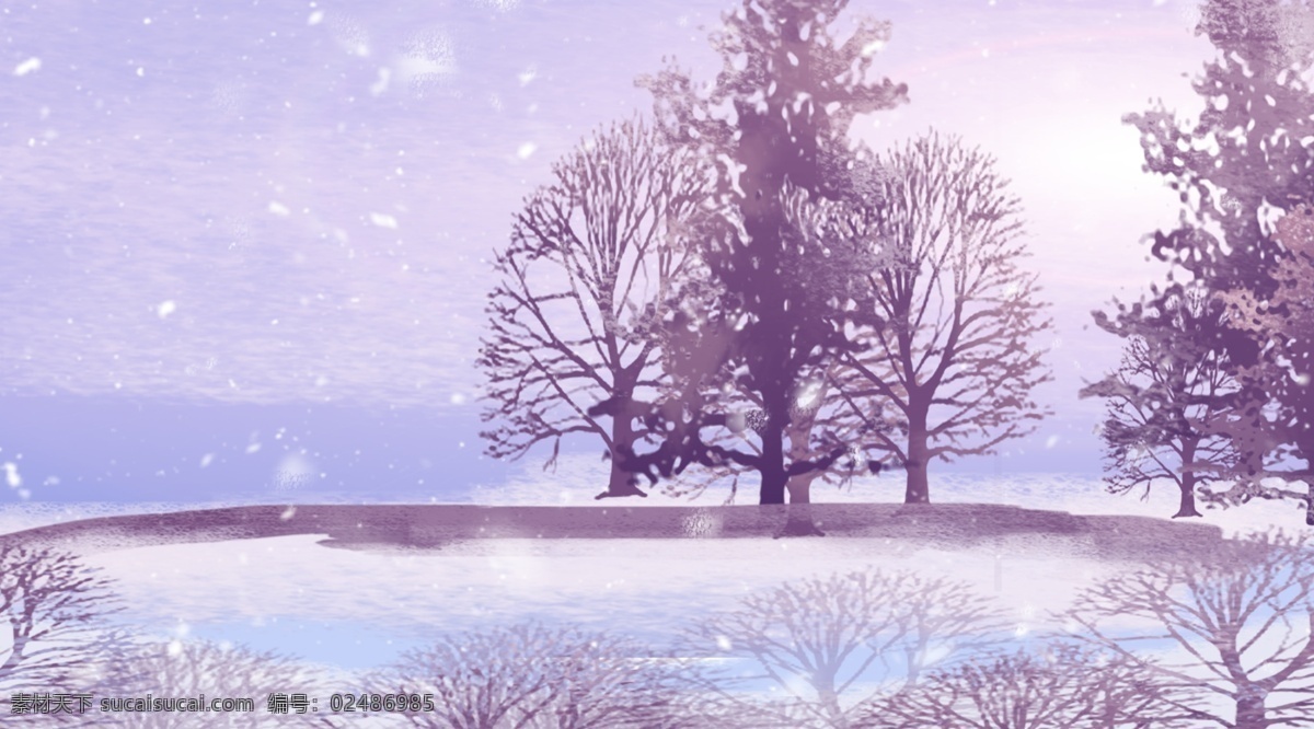 大寒 卡 通风 树林 雪景 背景 传统节气 冬天背景 色彩背景 背景psd 小清新 手绘背景 树林背景