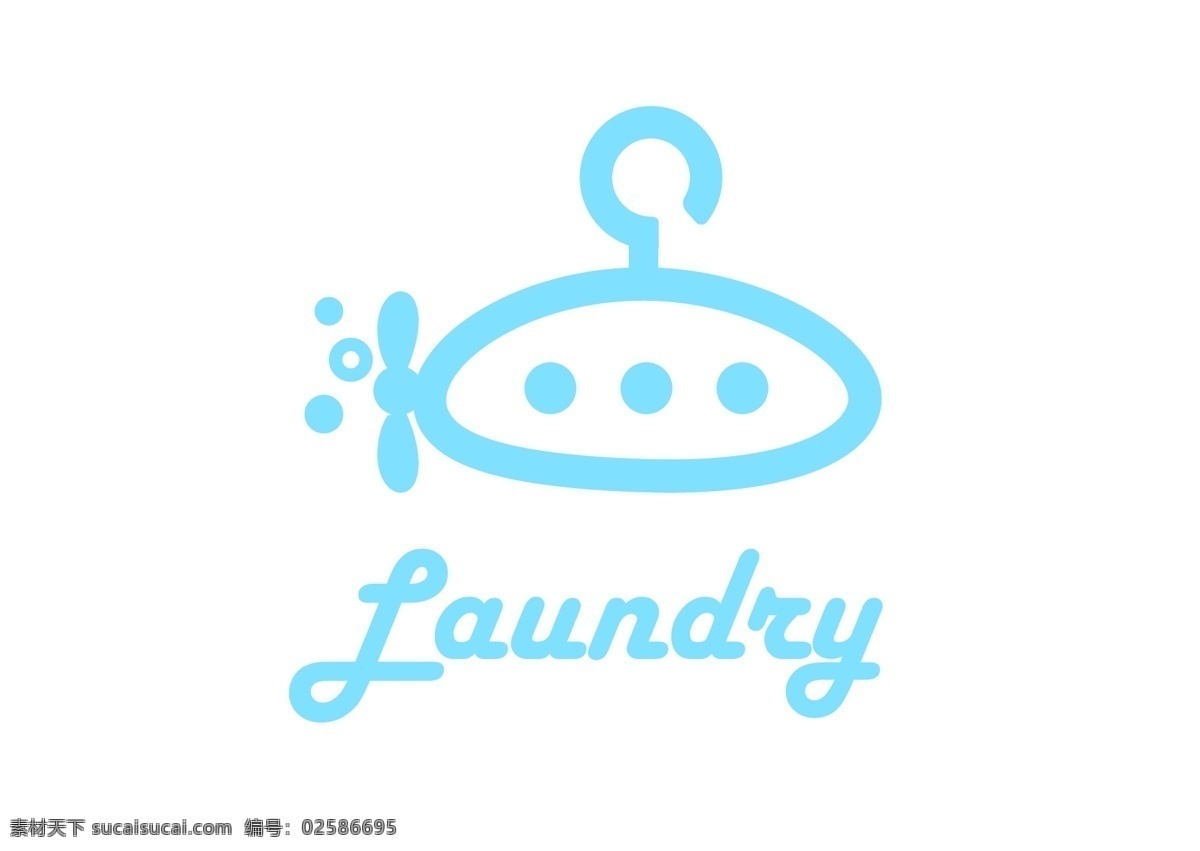 洗衣店 logo 干洗店 蓝色 衣架 英文 泡泡 标志图标 其他图标