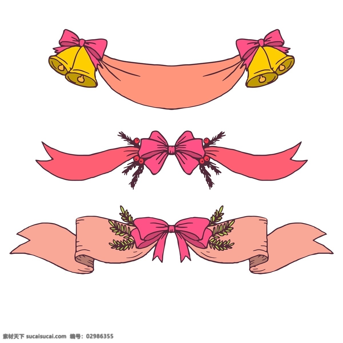 粉红色 圣诞 飘带 丝带 免 抠 透明 装饰 促销 标签 图标 装饰标签 装饰图形 装饰素材 促销素材 促销元素