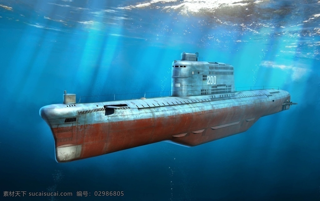 彩色 潜水艇 插画 背景 桌面 现代科技 军事武器