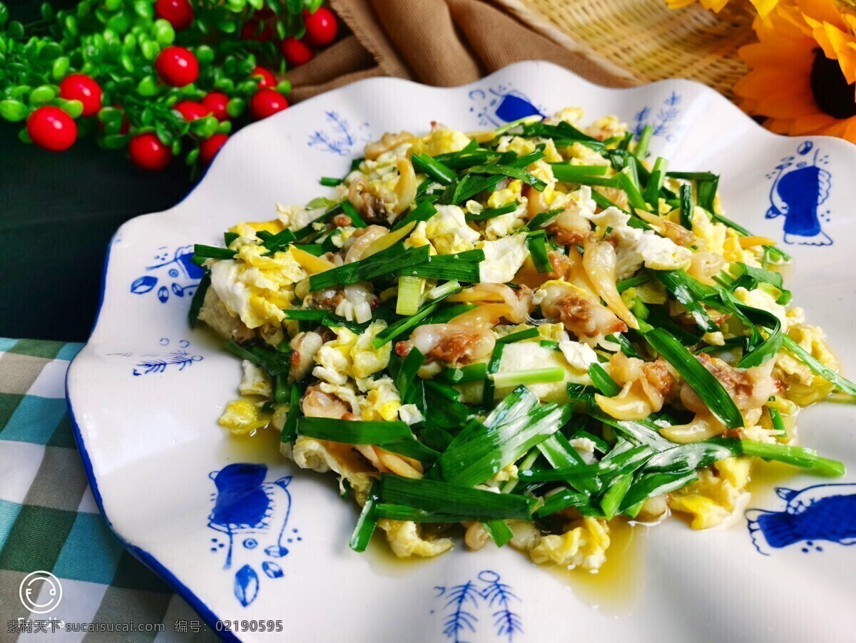 蚬子 肉 鸡蛋 韭菜 蚬子肉 炒三鲜 东北菜 朝鲜特色菜 餐饮美食 传统美食