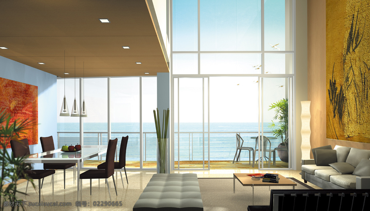 会客室 别墅 环境设计 家居生活 客厅 室内设计 样板房 椅子 桌子 大玻璃窗 家居装饰素材