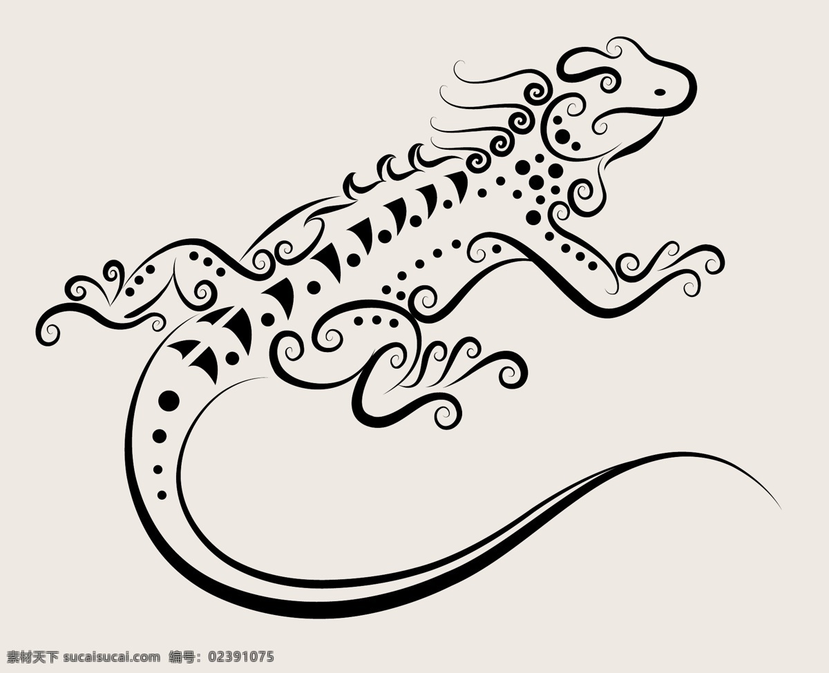 精美 花纹 蜥蜴 矢量 刺青 动物 剪影 矢量素材 手绘 图案 图形 纹身 线稿 线条 矢量图 其他矢量图