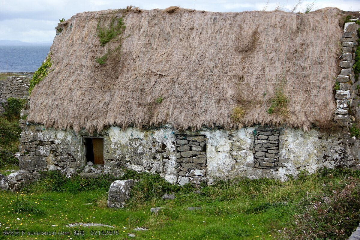 石屋茅草屋顶 茅草屋顶 爱尔兰 小屋 茅草 屋顶 旅游摄影 国外旅游