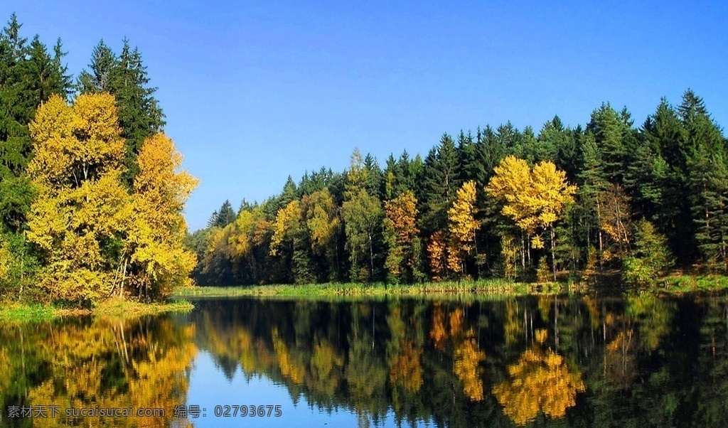 山水壁纸 山水桌面 自然风景 湖水 树林 倒影 蓝天 国内旅游 旅游摄影