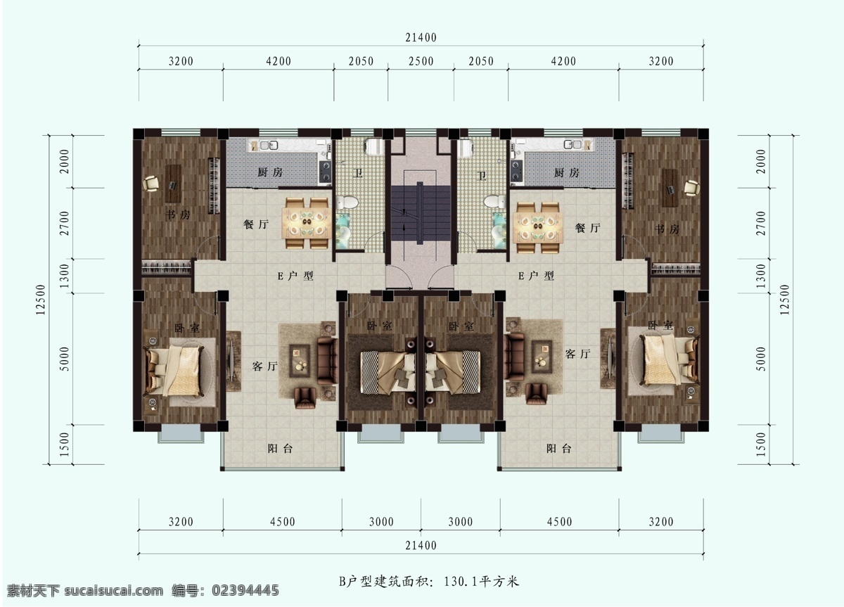 户型图 户型平面图 彩色户型图 室内设计 环境设计 源文件