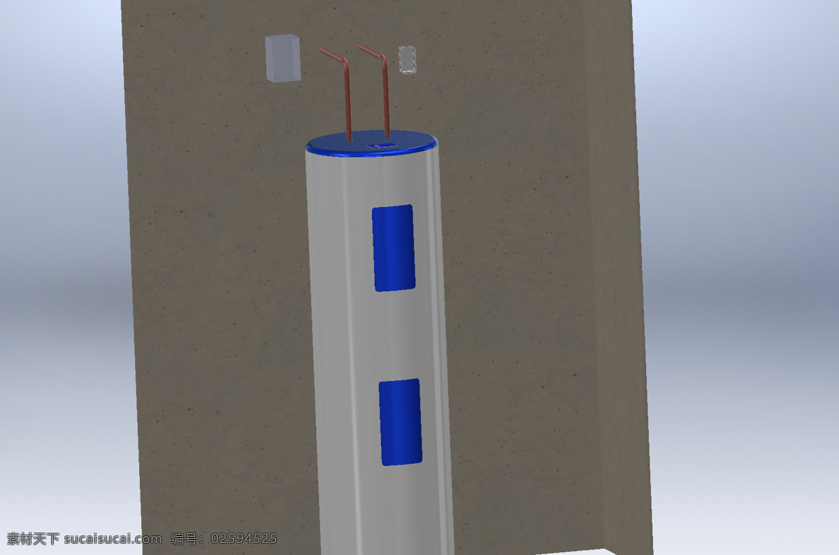 热水 箱 安装 管道 3d模型素材 建筑模型