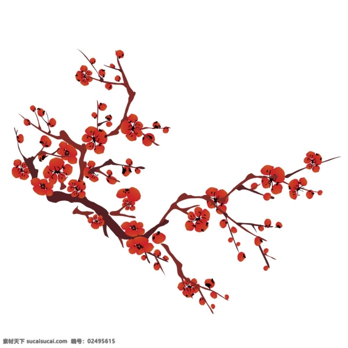 梅花图 腊梅花 国画梅花 红梅花 水墨梅花