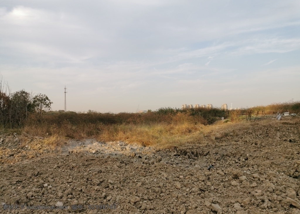 荒地 黄土地 荒凉 电塔 信号塔 枯黄的草 杂草 自然景观 自然风景