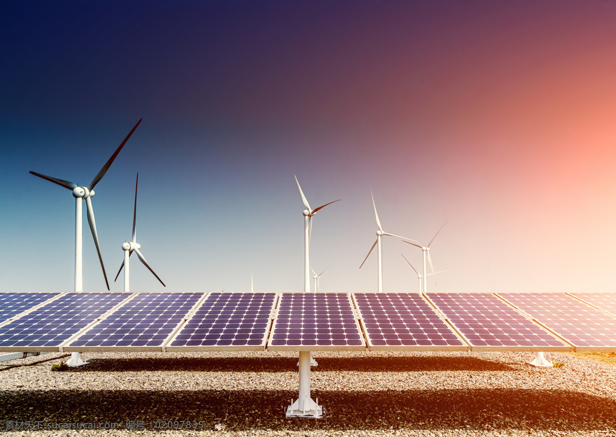 太阳能 绿色能源 电力 风车 太阳能板 环保 工业生产 现代科技 可再生能源
