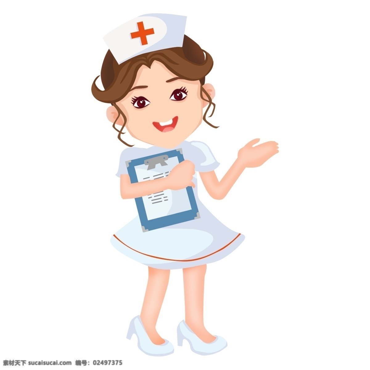 手绘 卡通 护士 元素 微笑的护士 元素设计 装饰图案 彩色元素 卡通元素 可爱元素